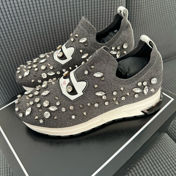 Karl Lagerfeld Paris Malna Rhinestone Embellished Comfort Knit Slip-On Sneaker - Picture 5 of 7